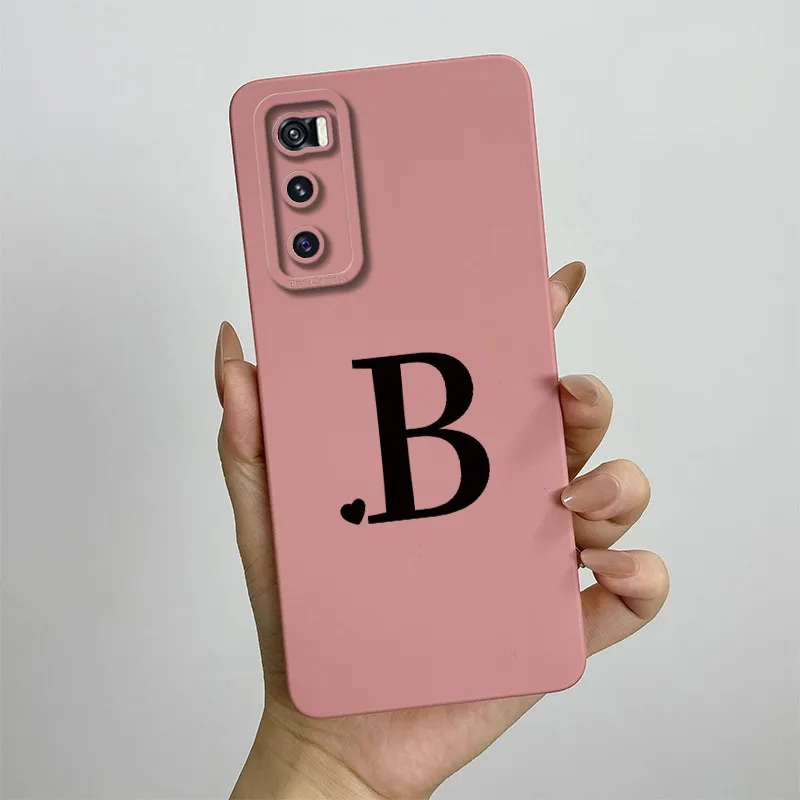 For vivo V20 SE Case Vivo Y70 phone Case V20SE Cute Letters Straight Edge Silicon Soft Cover V2022 V2023 Camera Shockproof Coque