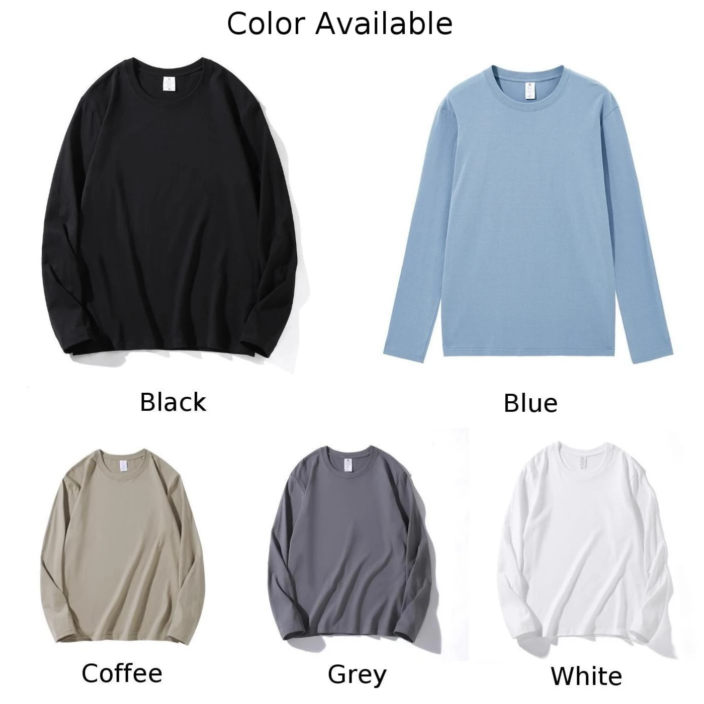 Casual Men\\\\\\\\\\\\\\\'s Cotton Long Sleeve T-Shirts Round-Collar Solid Color Basic Tees Tops Pullovers T Shirt Man Clothing