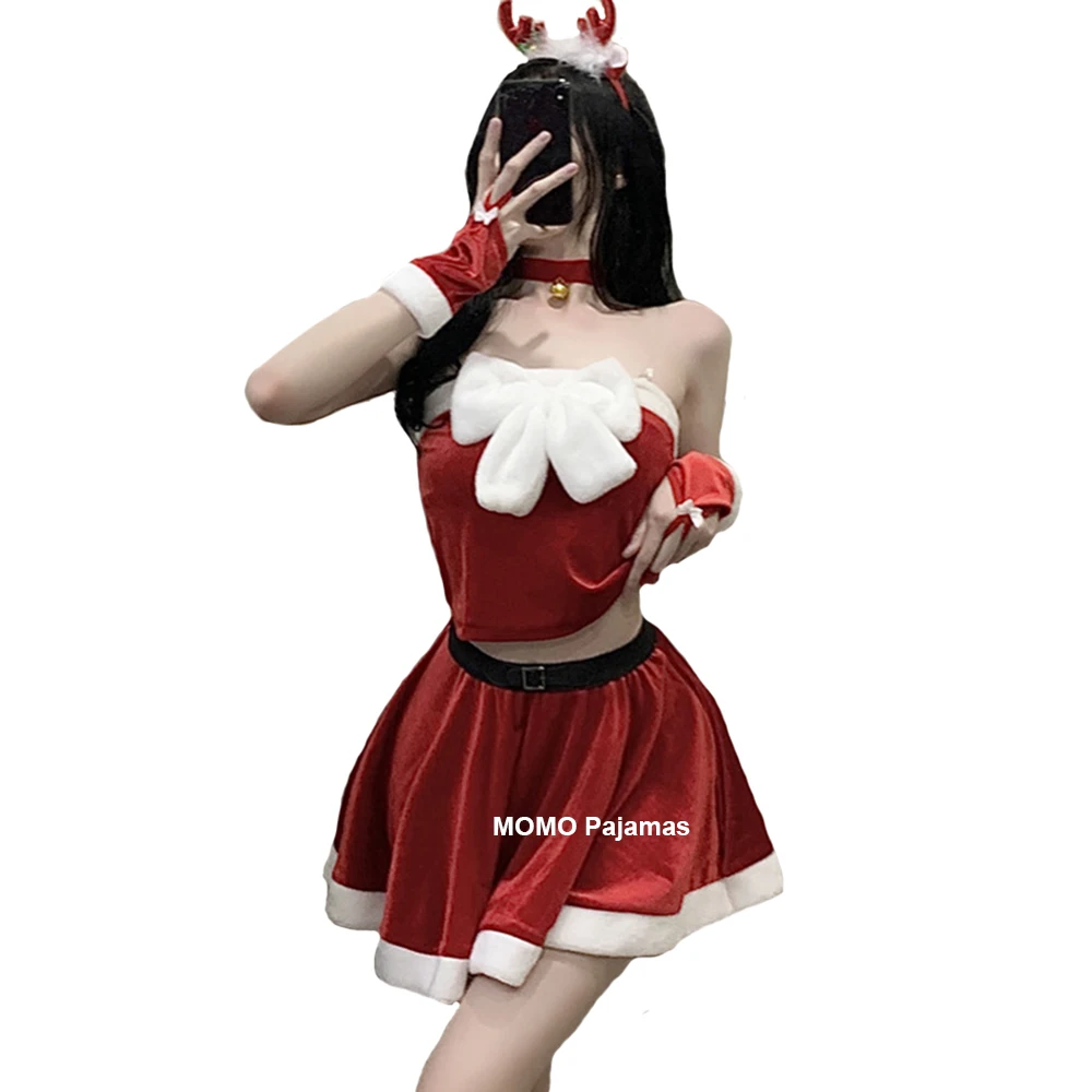 Nette Santa Claus Maid Uniformen Set Weihnachten Lolita Maids Kleid Weihnachten Elch Cosplay Kostüme Halloween Karneval Party Kleidung Anzug