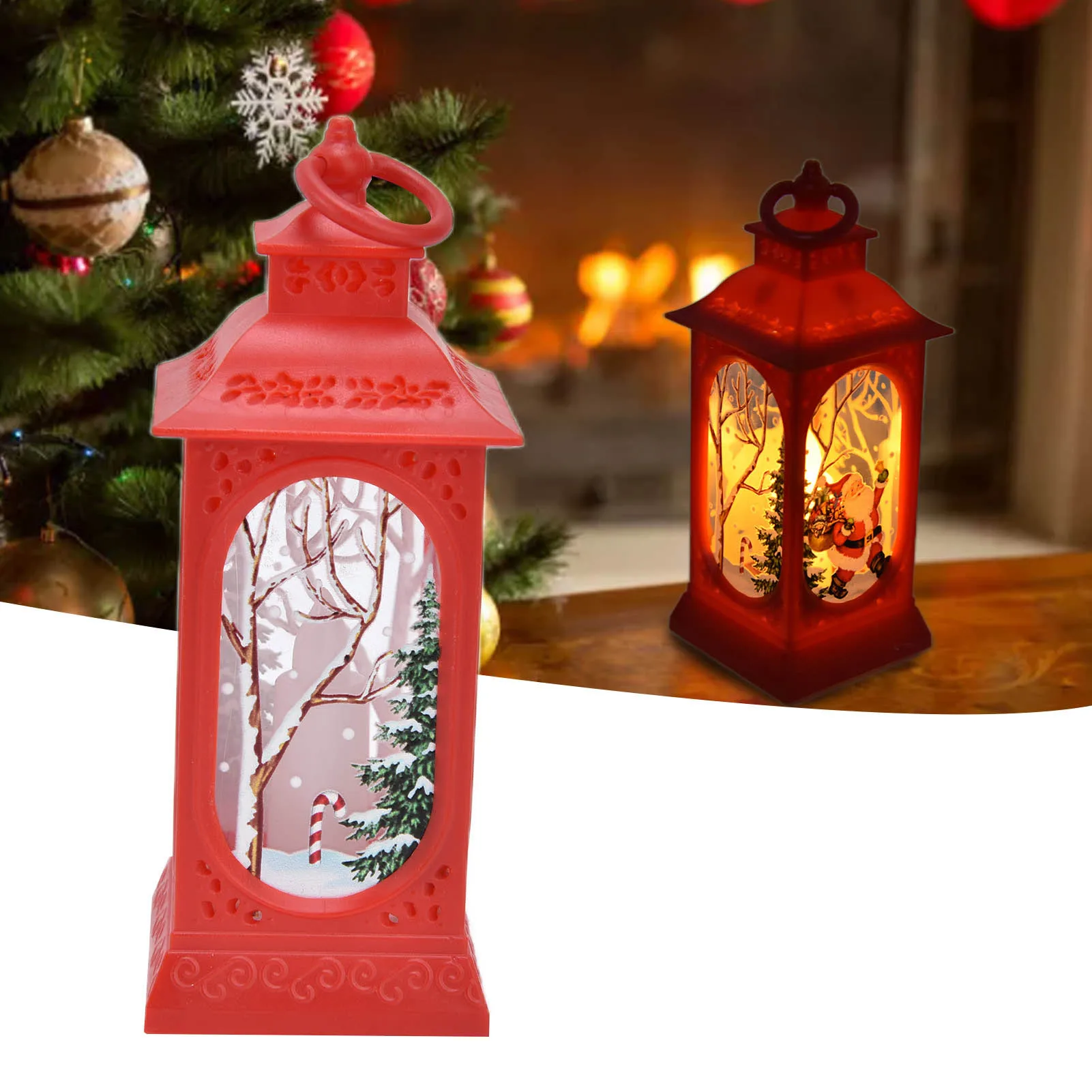 Papai Noel Flameless LED Decorações De Natal Lanternas, Ornamentos De Luz Quente, 5,1 polegadas