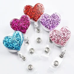 Heart Resin Pull Name id Card Badge Reel Holder for Nurse Student Silica Retractable Badge Holder Exhibition Chest Office Card