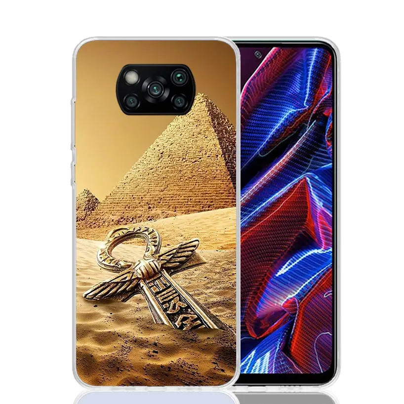 Egypt Nefertiti Anubis Ankh Pharaoh Phone Case For Xiaomi Poco X6 X5 X4 X3 Nfc F5 F6 Pro F3 F2 F1 F4 Gt M5S M4 M3 M2 Soft Coque 