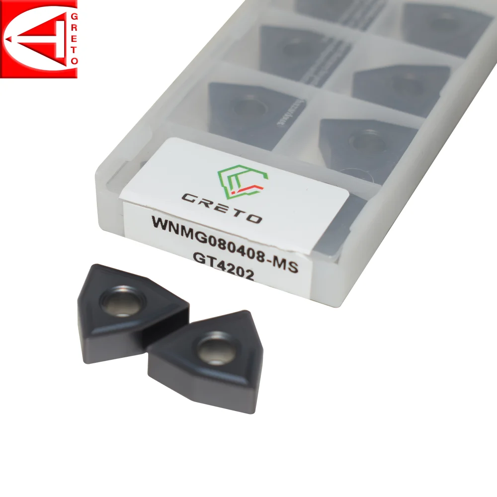 GRETO WNMG080408-MS GT4202 GT4204 Tungsten Carbide Cutting Tool Tablets Turning Tools Inserts WNMG080404-MS WNMG080412-MS