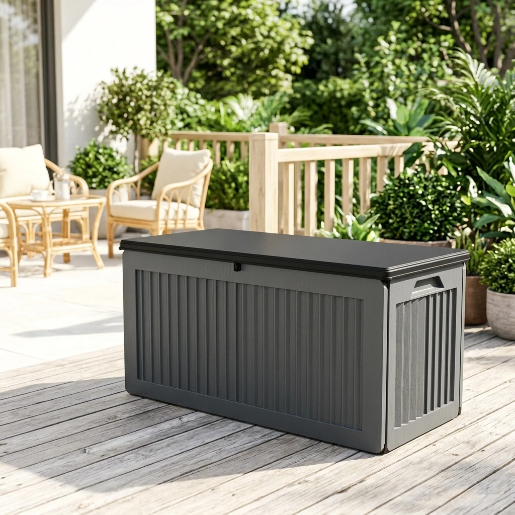 Outdoor PP Injection-Molded Rectangle Storage Box 71gal Capacity Waterproof Durable Side Open Design for Indoor Use Gardens