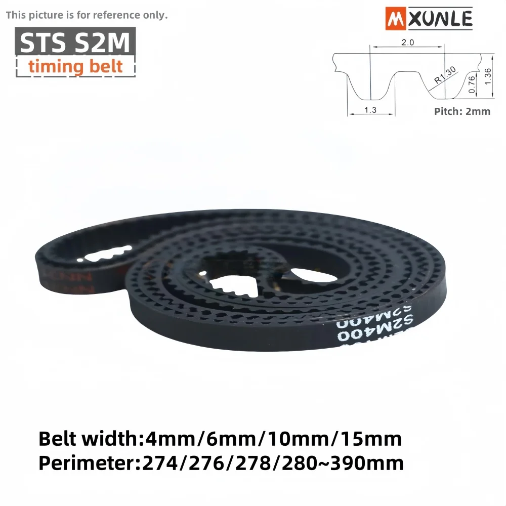 S2M Rubber Timing Belt Length 274/276/278/280/284/286/288/290/292/296/300/302~390mm Width 4/6/10/15mm Synchronous Toothed Belt