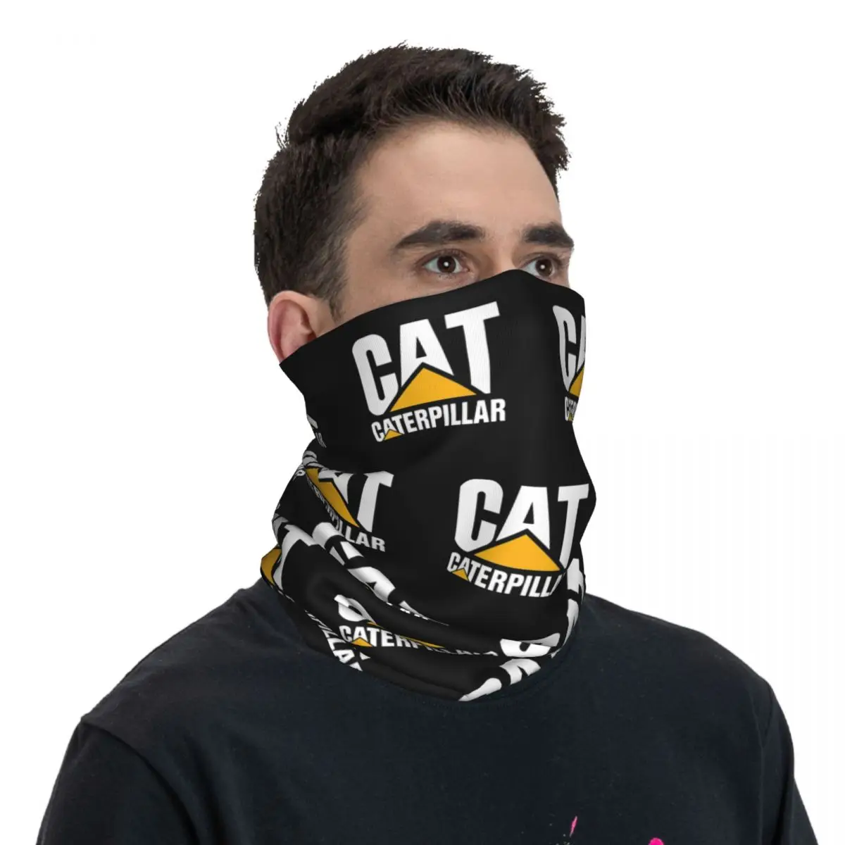 CAT Letter LOGO Bandana Neck Cover Printed Balaclavas Wrap Scarf Warm Cycling Running Unisex Adult Windproof