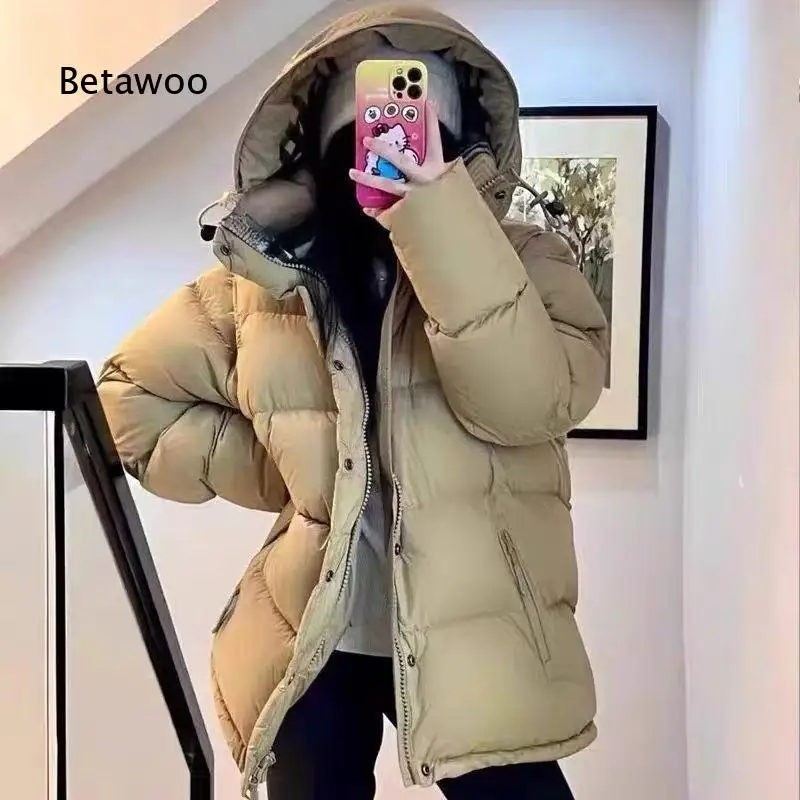 Men Women Detachable Hooded Puffer Jacket Removable Vest Thick Warm Winter Loose Outerwear for Daily Outdoor Cold Wear