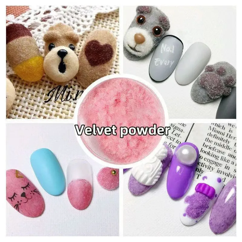 6/3/1PCS 3D Flocking Velvet Powder Nails Art DIY Tips Design 7 Color Velvet Flocking Dust Powder Glitter Velvet Flocking Powder