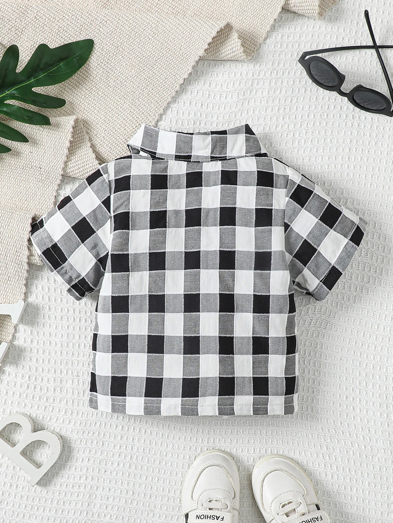 6-36M Baby boys casual simple style short sleeve gentleman striped plaid shirt thin spring/summer style