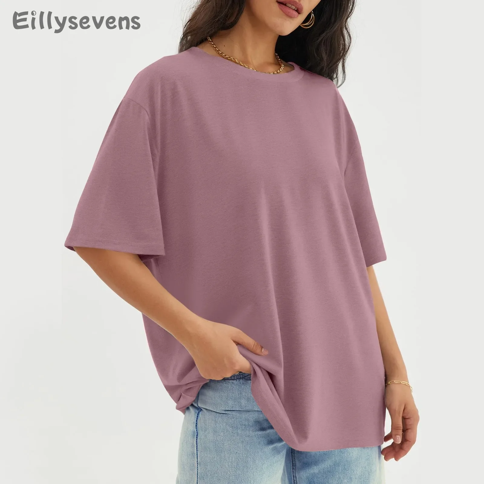 high quality Women's t shirt Fashionable Casual Half Sleeve Soild Color Round Neck top mujer Comfortable and versatile camisetas