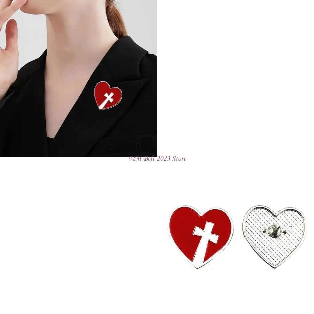 

49ME 10PCS Crossed Heart Enamel Pin Pin First Aid Symbol Badge Pin for Various Craft Project Making and Decorative Accessory
