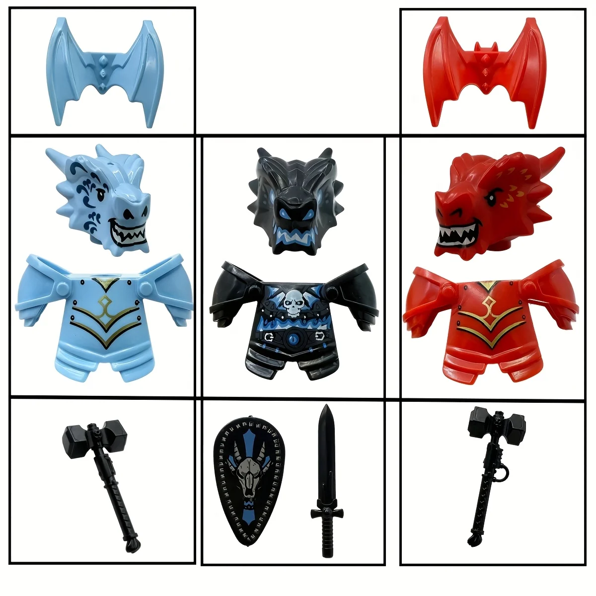 Dragon Knight Complete Set Undead Dragon Blue Knight Red Knight Medieval Themed Model Assembly Figures, Suitable as Halloween Gifts/Easter Gifts/Christmas Gifts/Thanksgiving Gifts/Birthday Gifts, Perfect Home Decorations
