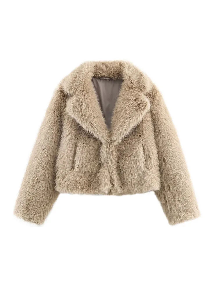 

2025 Women Winter Faux Fur Coats Fashion Loose Long Sleeve Female Elegant Street Outerwear Clothing