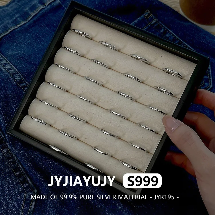

JYJIAYUJY 100% цельное оригинальное регулируемое кольцо из чистого серебра S99, в наличии, 26 модных ювелирных изделий с английскими буквами, подарок на каждый день JYR195
