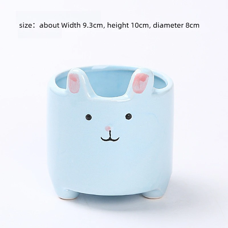 1pc Succulent Cartoon Flowerpot Ceramic Breathable Simple Plant Creative Rabbit Flowerpot