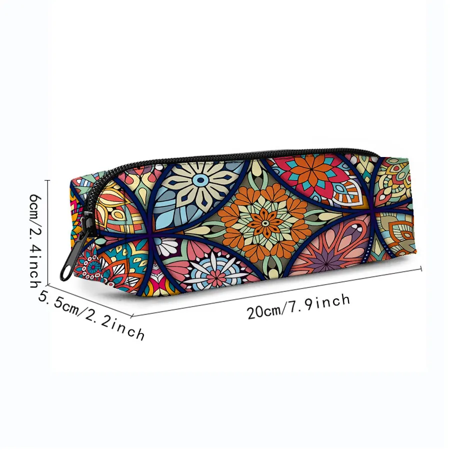 Bohemia Single Layer Printed Pencil Case For Boy/Girls Best Gifts 2D Flat Cartoon School Supplies Pen Bag For Children