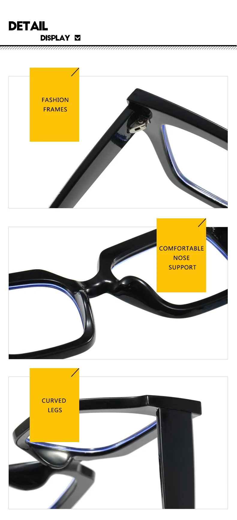 Color Matching Large Frame Cat's Eye Anti-Blue Light Myopia Glasses Frame Fashion Cool Plain Glasses -25~-600