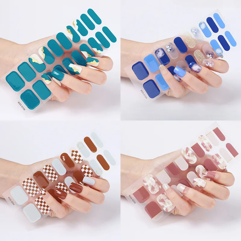 20 Tips Semi-cured Gel Nail Sticker Phototherapy  Baking Light Required Full Cover Manicure Sticker  Nail Art Decorations