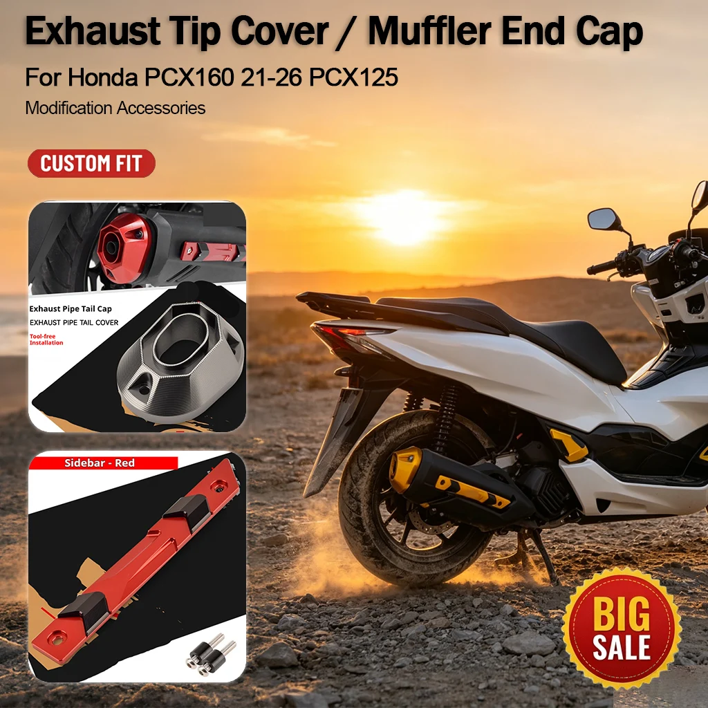 Aluminum Exhaust Tip Cover Protector For Honda PCX160 21‑26 PCX125 Motorcycle Muffler Guard Mod Accessories