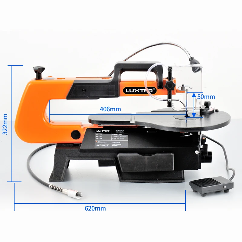 LUXTER 전기 스크롤 톱, 속도 가변 지그 톱, 목공 DIY 테이블 각도 절단 곡선, 16 인치