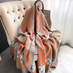 2022 Luxury Floral Print Scarf for Women Warmer Winter Cashmere Pashmina Scarves Shawls Female Thick Blanket Wraps Foulard