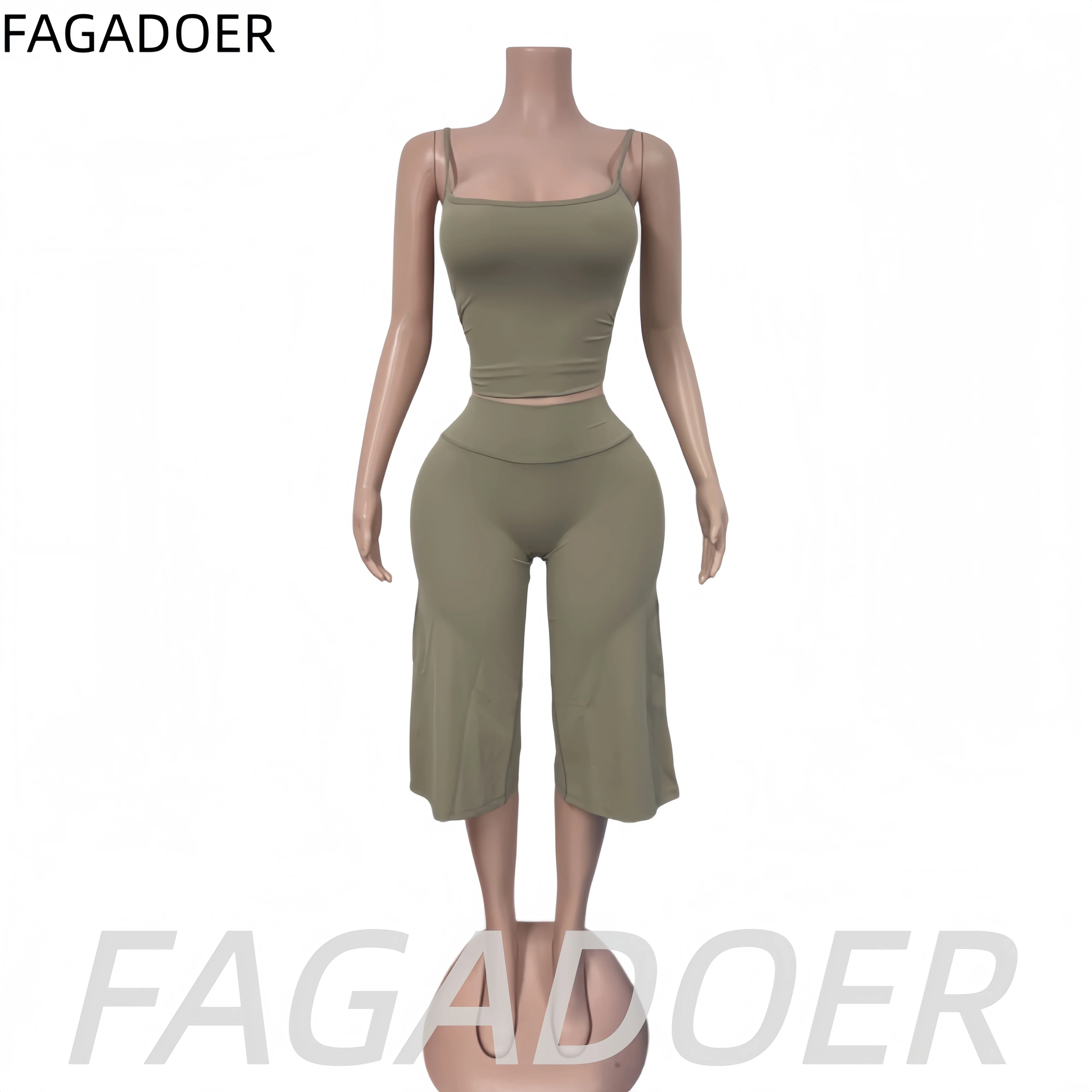 FAGADOER INS トレンドレディース2ピースセット  - Suspender Tank Top のレビューと価格