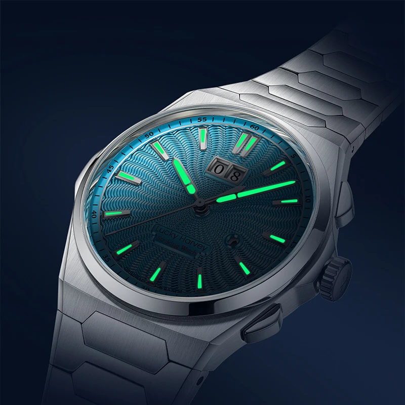 ساعة حركة ميكانيكية آلية من هارفي للرجال محظوظة ، فولاذ مقاوم للصدأ ، قرص جويلش ، سبر ذاتي ، موضة ،