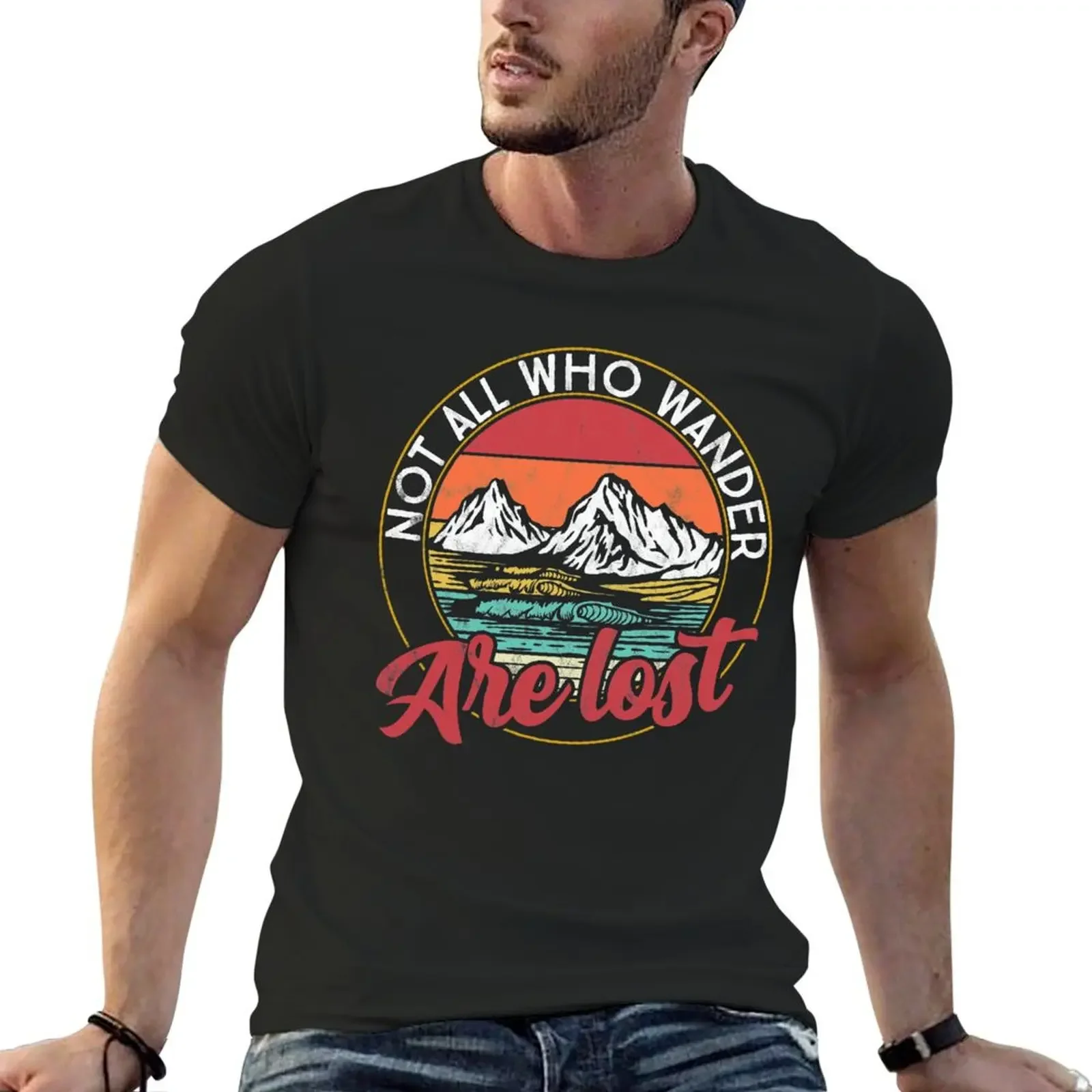

Hiking - Not All those Who Wander Are Lost Retro Hiker T-Shirt man clothes anime tshirt mens t shirts top quality