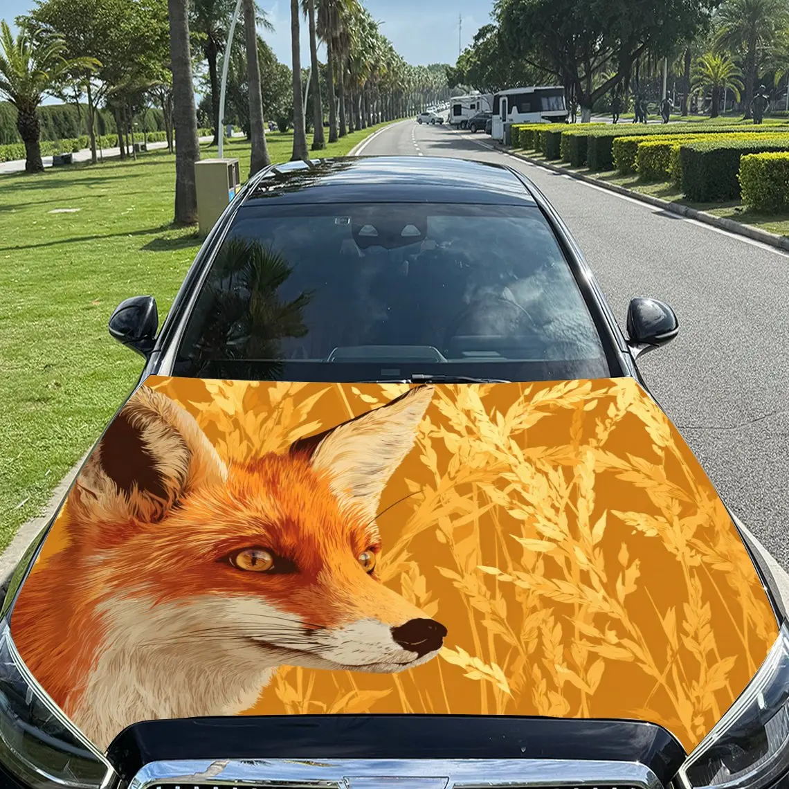 

Car Decals Fox in Golden Field Car Hood Sticker, Waterproof Self - Adhesive Vinyl Graphics Decals, Decorative Protective & Scrat