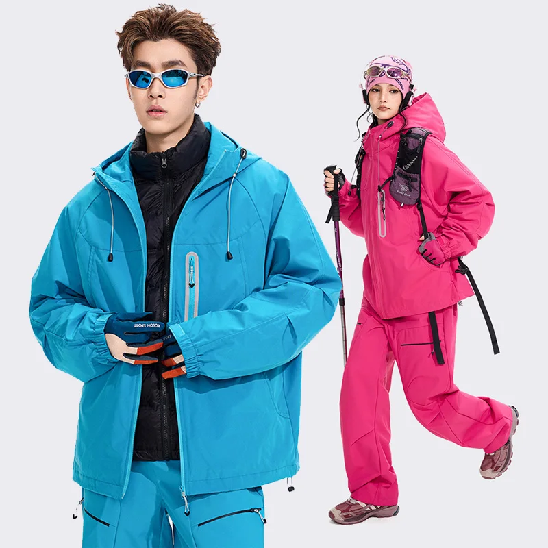

Winter Three-in-one Skiwear Down Jacket Men Women Outdoor Fashion Loose Casual Techwear Track Down Hooded Cargo Jacket Warm Coat