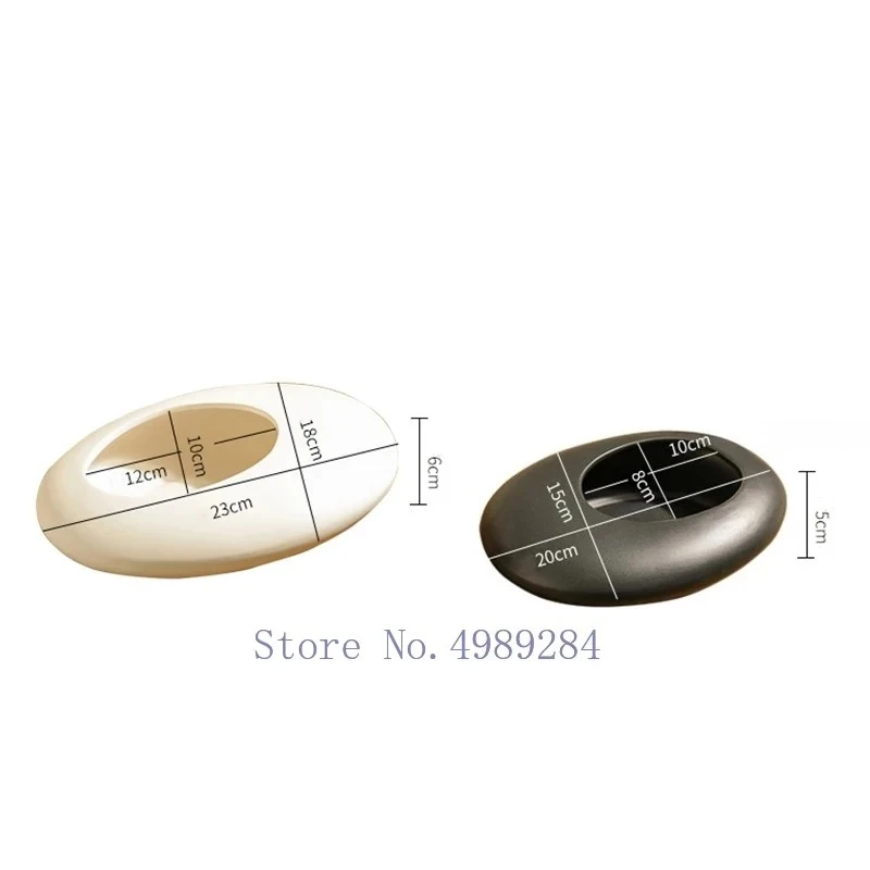 Chinese Style Ceramics Vase Flower Pot Black White Cobblestone Deformation Arrangement Accessories Modern Home Decoration - view 6