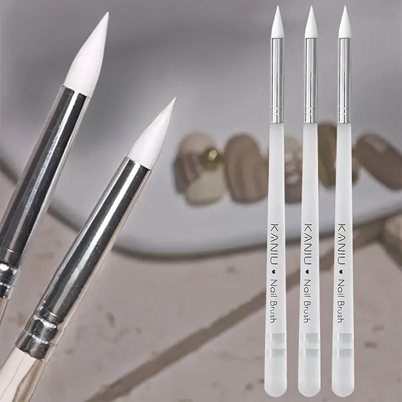

1Pcs Silicone Nail Art Pen Brush UV Gel Polish Tip 3D Image DIY Dotting Polish Brushes Sculpture Pen DIY Manicure Tool