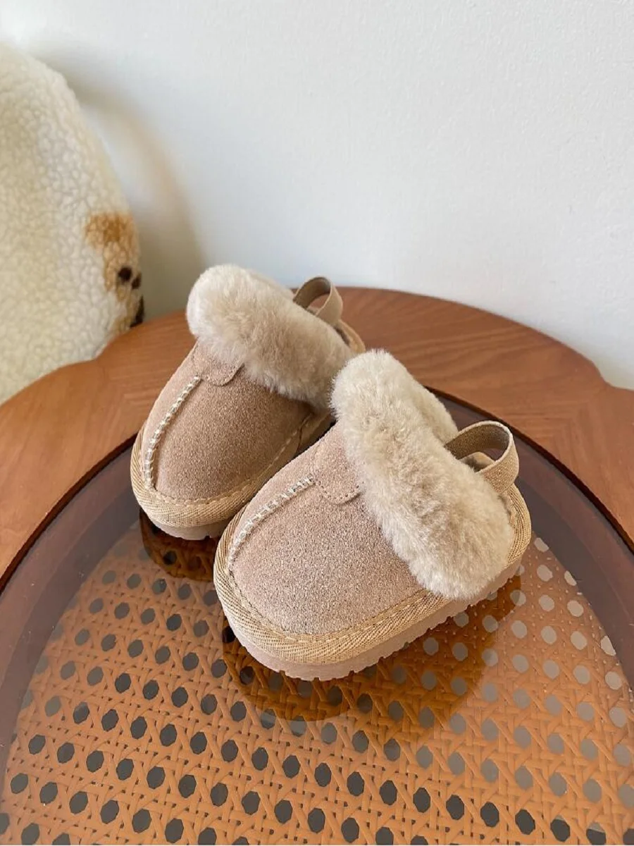 Size 15-30 Baby Plush Shoes Winter New Cotton Shoes Girls\' Fashion Warm Cotton Slippers Baby Soft Sole Walking Casual Shoes