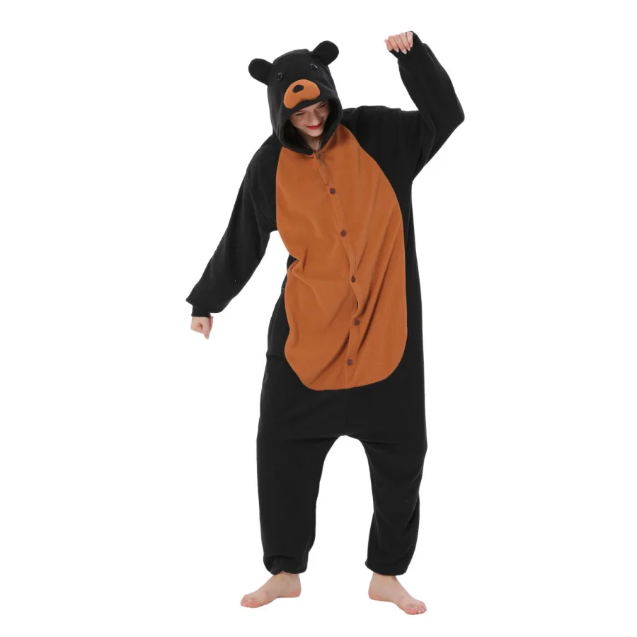 Cartoon Onesies Bear Cosplay Costume Women Pajamas for Halloween Chirstmas Animal Kigurumi Full Body Pijama Couples Homewear