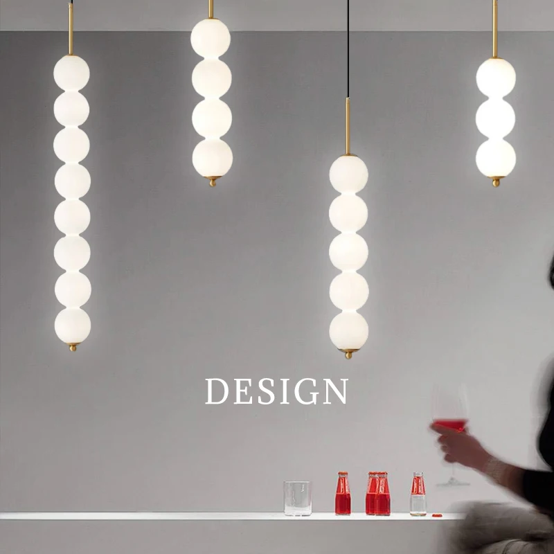 

Kitchen Island Acrylic Pendant Light Nordic Chandelier Ceiling Lights Bedroom Spherical Pendant Living Room Hang Lamp Minimalist