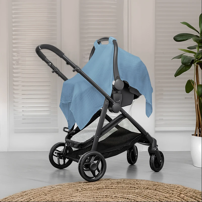 

Soft Cotton Baby Yarn Basket Cover Gauze Stroller Sunshade Safety Seat Windproof Breathable Baby Gear for Comfort And Protection