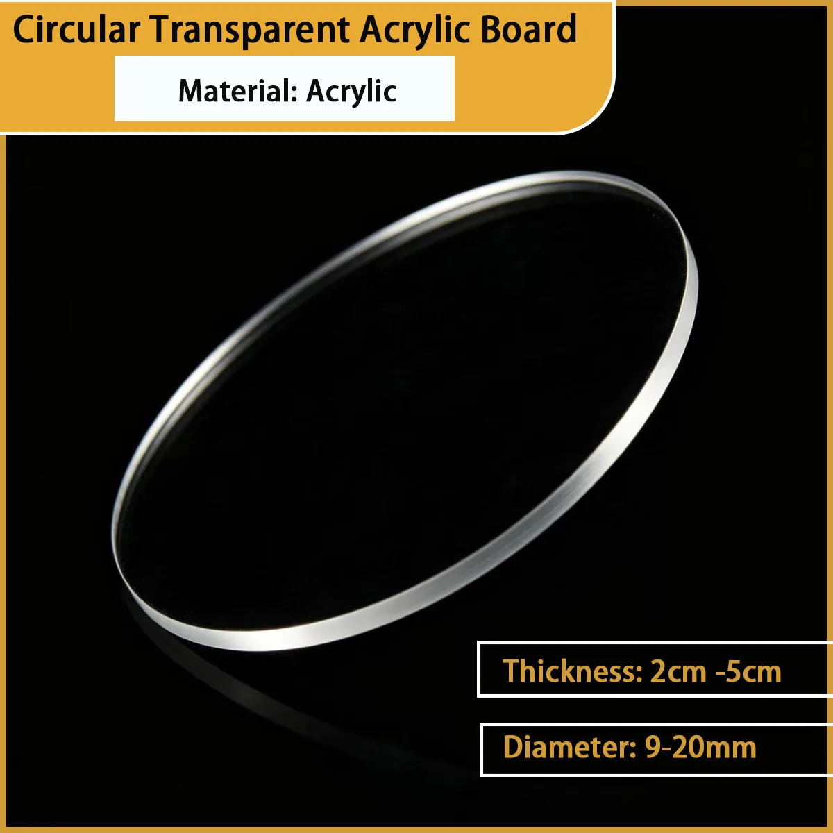 Diameter 9-20mm circular transparent acrylic board suitable for decorative ornaments, lighting fixtures, etc