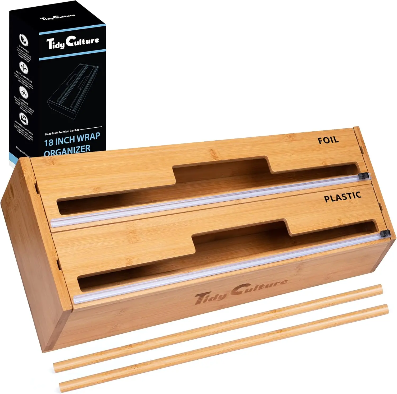 

Диспенсер для фольги 18 дюймов с резаком, 2-в-1: для алюминиевой, пергаментной, морозильной, вощеной и пищевой пленки