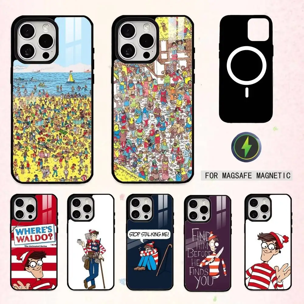 

G-Game Wheres W-WallyS Waldo Phone Case For iPhone17,16,15,14,13,12,11 Plus,Pro Max Magnetic For Magsafe Wireless Charging