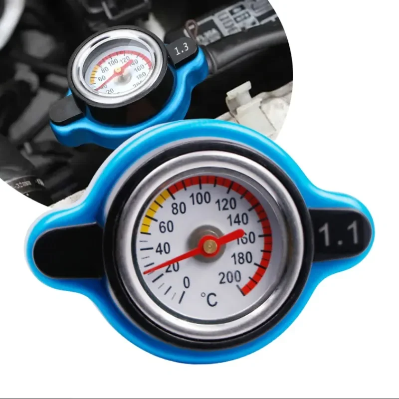 Car Motorcycle Styling Thermo Radiator Cap Tank Cover Water Temperature Gauge with Utility Safe 0.9 Bar/ 1.1 Bar/1.3 Bar