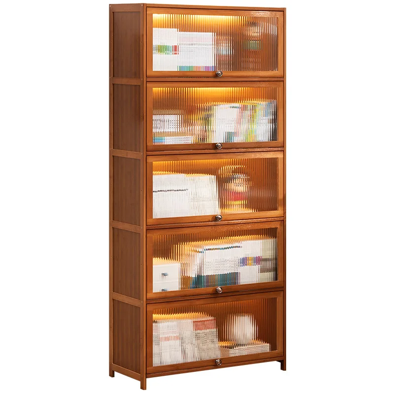 

Bookshelf bookcase storage rack with door storage cabinet integrated lattice display floor-to-ceiling mu