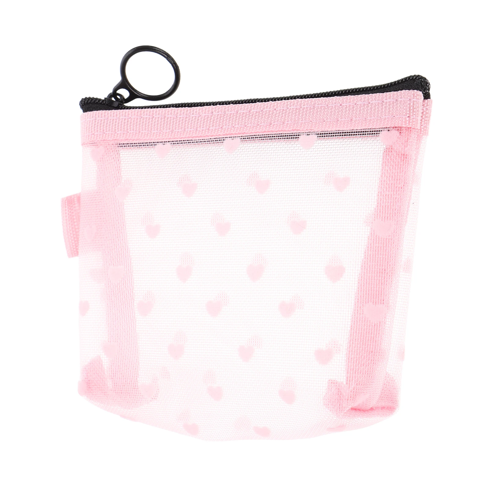 

Heart Design Mesh Makeup Bag Transparent Small Pouch For Women Travel Organizer Coin Purse Zipper Storage Pouch