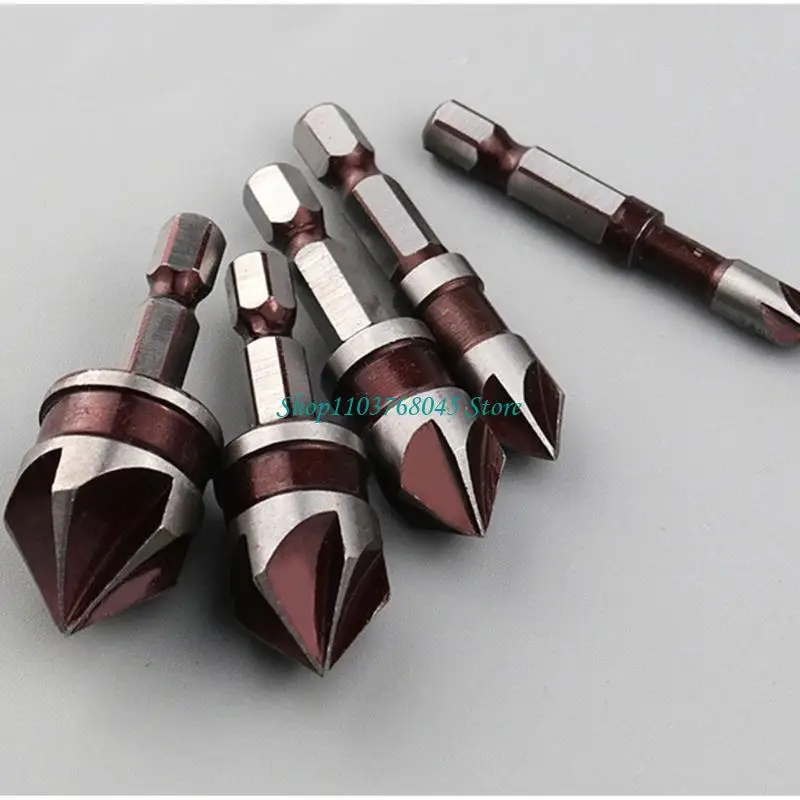 R53F Hexagonal Grip 5 Flöte Countersink Bits 82 ° Genauige Spitze für Edelstahl -Aluminium -Hartholzbohrungen in 5 Größen 1/4 – Detail 4