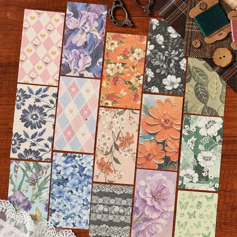 1pack/20pcs Forest‑Style Vintage Artistic Background Paper, Aged Base for Journal & Kpop Card Crafts