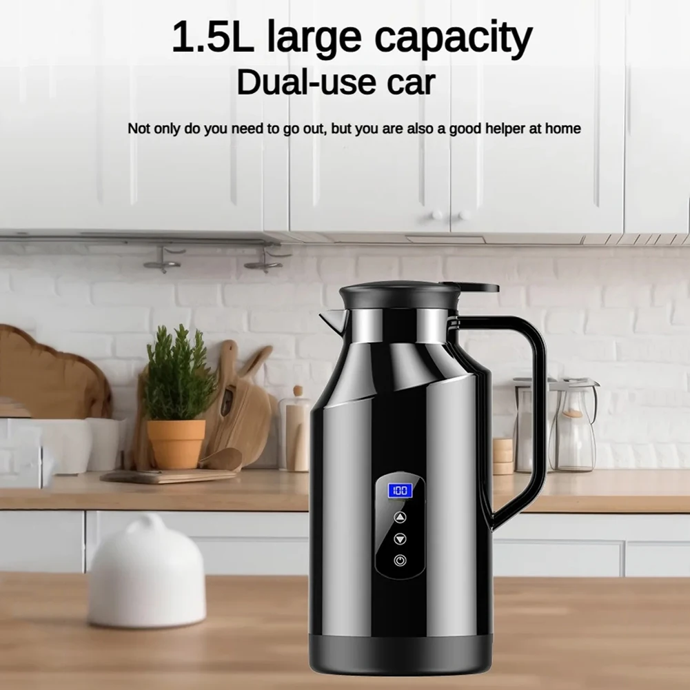 1500ML Car Electric Kettle 200W 12V 24V Hot Water Boiler Stainless Steel Car Heating Kettle With Cigarette Lighter Plug