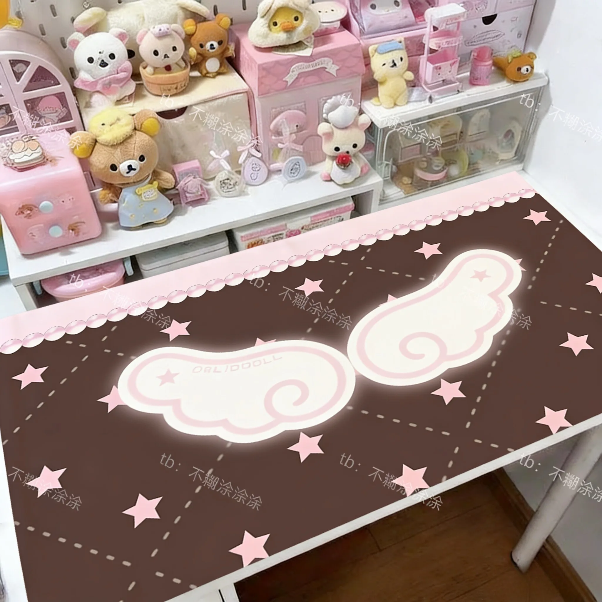 Personality Wave Point Ins Angel Wings Leather Table Mat Girl Geart Simple Mouse Pad PU Gaming Computer Pad Anti Slip Y2K Pad