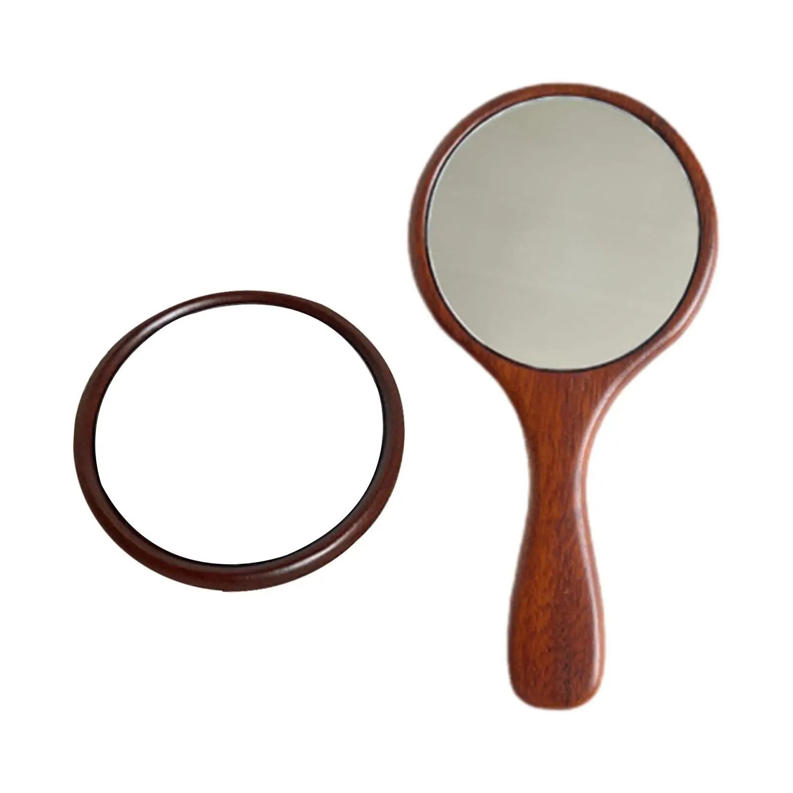 Makeup Mirror Wooden Compact Hand Mirror Vanity Mirror for Girls Man Bedroom