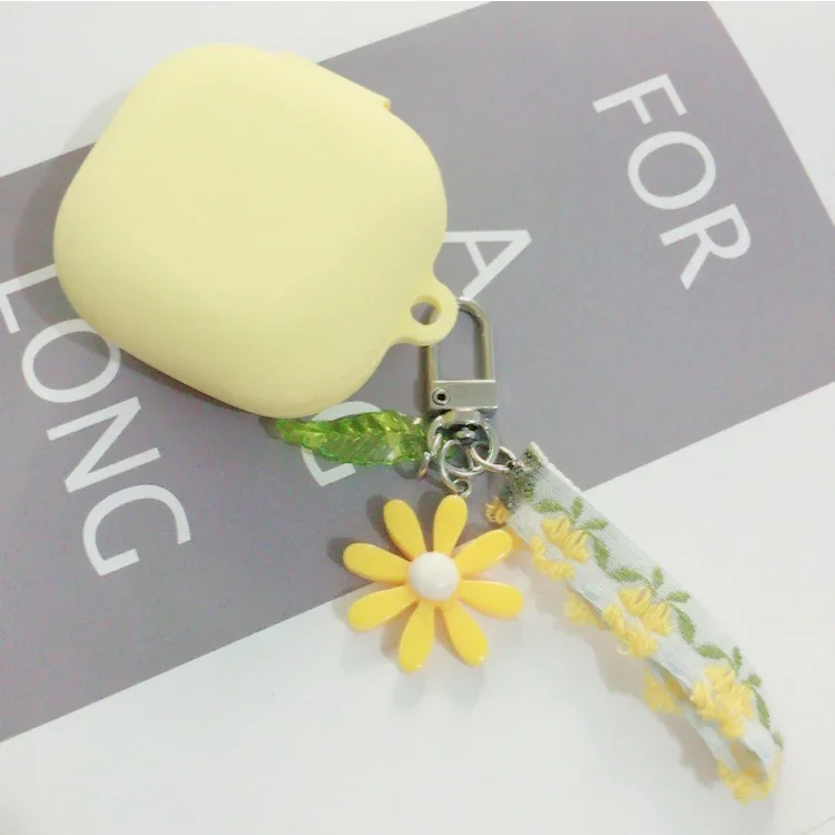 삼성 갤럭시 버즈 라이브/버드 프로 케이스, 럭셔리 한국 레이스 꽃 키링, 실리콘 이어폰 케이스, 삼성 버즈 2 프로 커버용