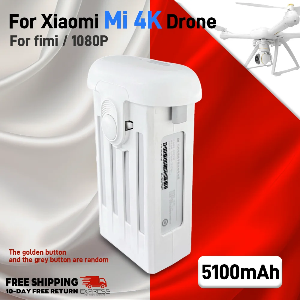 

100% Original for Xiao-mi Mi 4K Drone Intelligent Battery 5100mAh For fimi 1080P RC With Gold white grey Button