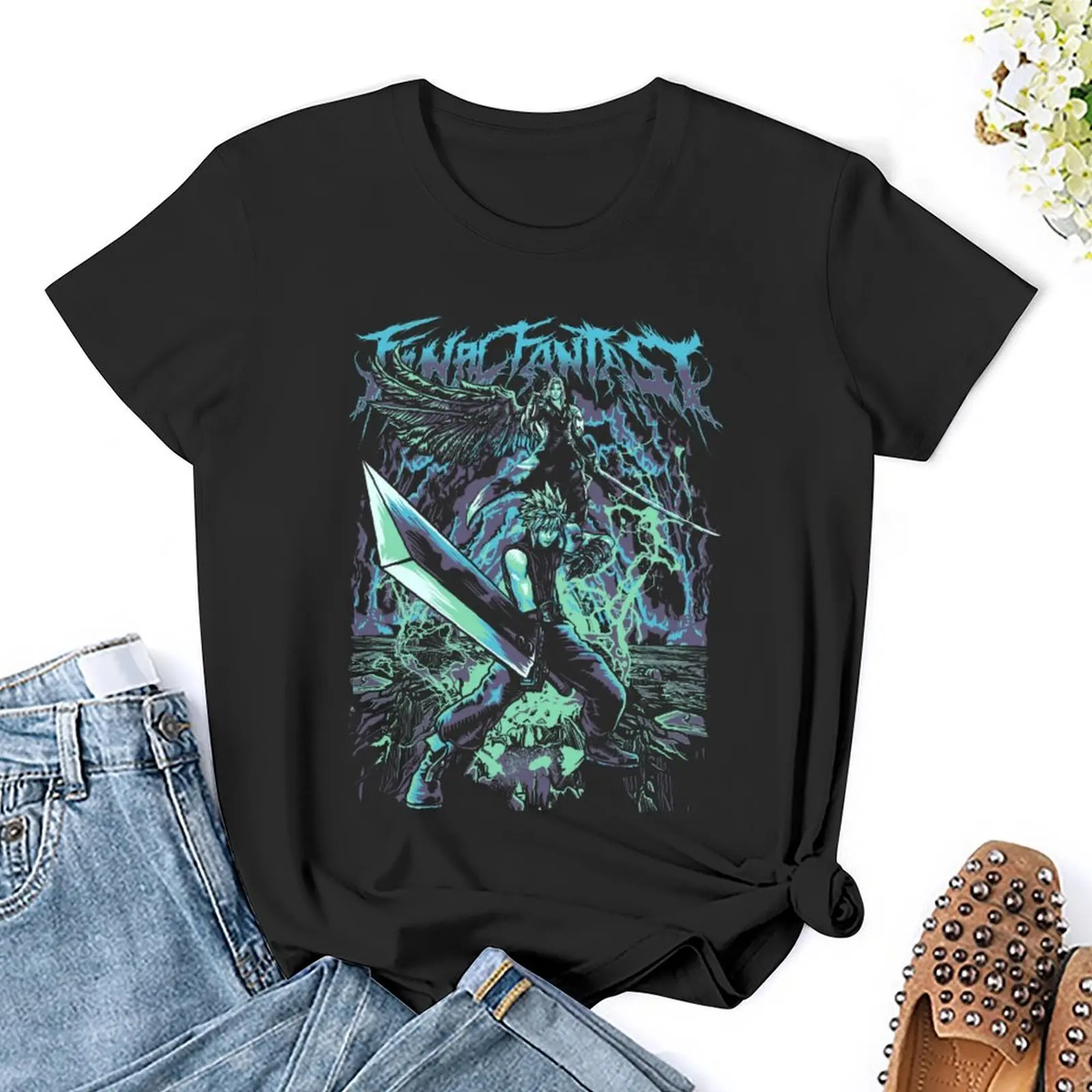 Final Fantasy Fan Art Classic For Sale T-shirt Round Neck Movement Tshirt Creative Aactivity Competition Sarcastic